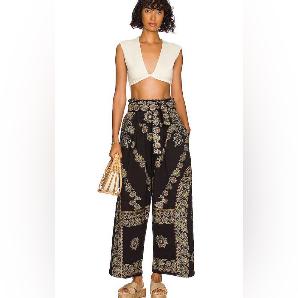 NWT Free People Samara Embroidered Wide Leg Pants Size Small